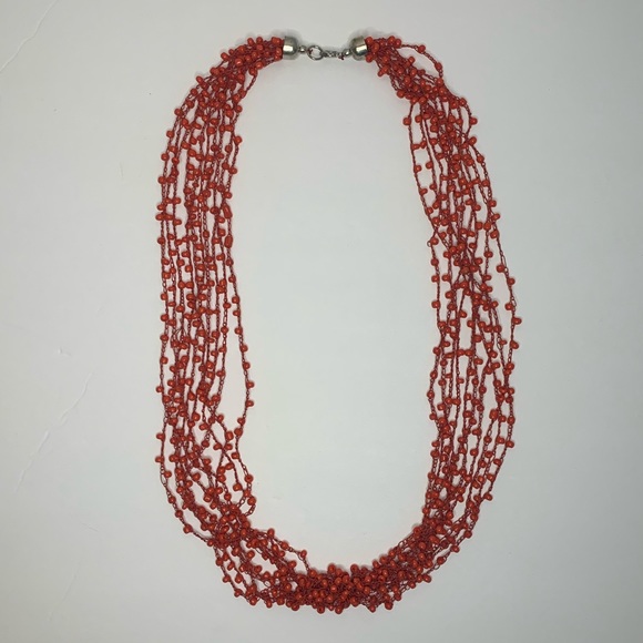 Orange Boho beaded necklace - Picture 2 of 5